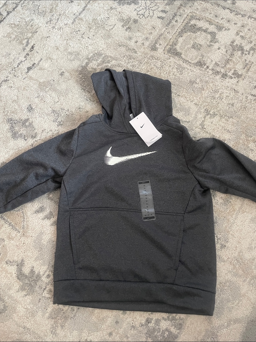 Nike Kids Dark Gray Pullover Hoodie with White Swoosh